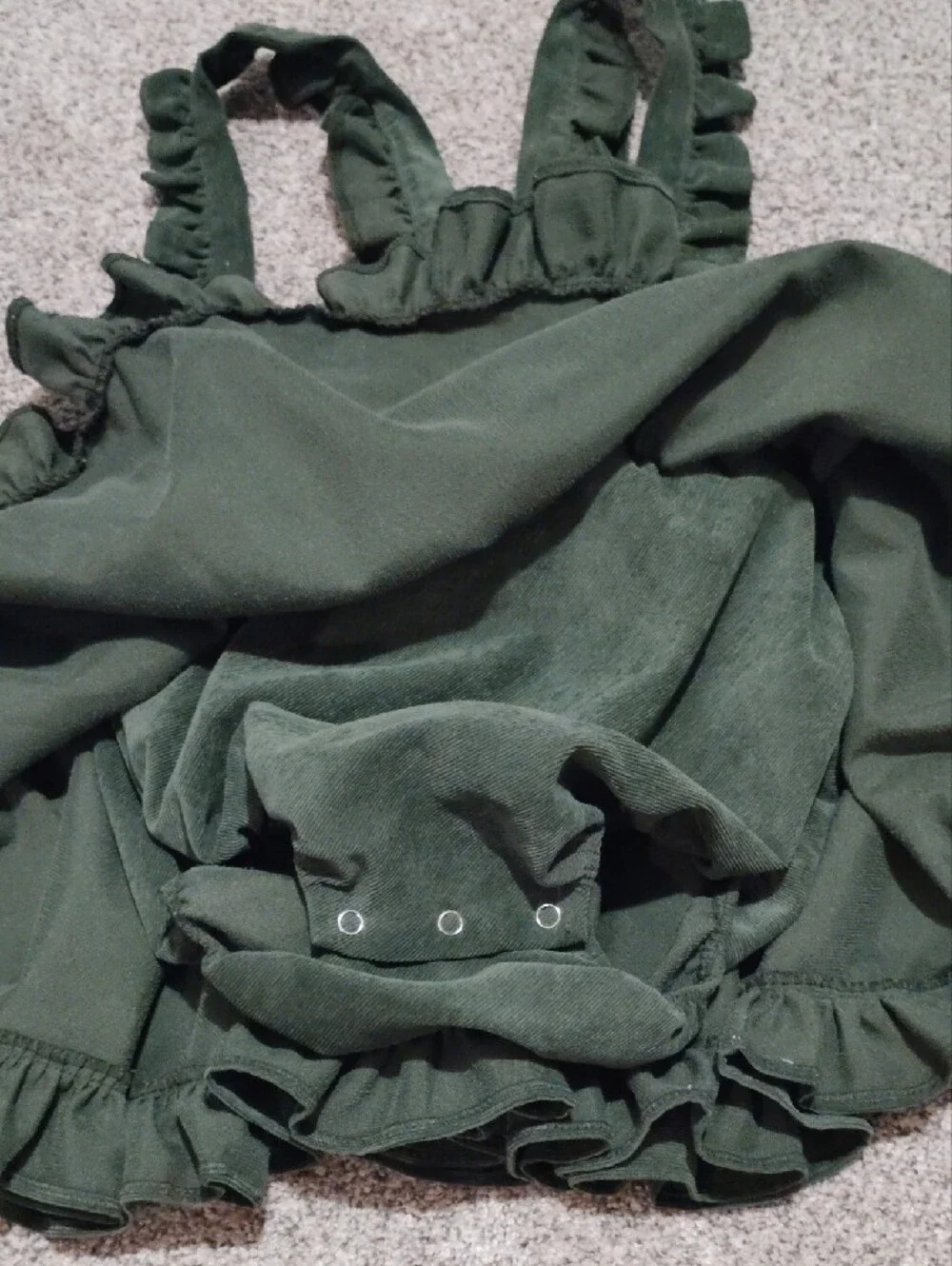 Numi Ruffle Pinafore Skirt in Deep Green for Kids